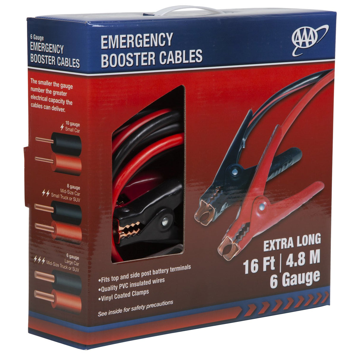 Heavy Duty 6 Gauge 16 Foot Jumper Cables in Box